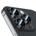 BENKS 3Pcs / sæt kameralinsebeskytter til iPhone 15 Pro / 15 Pro Max Corming Grila glaslinsefilm med aluminiumslegeringsramme - sort