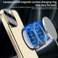 Dobbeltsidet hærdet glas + magnetisk metalramme Anti-Drop Case til iPhone 15 Kompatibel med MagSafe Phone Cover med spændelås - Guld