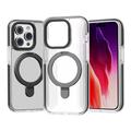 iPhone 15 Pro Max Magnetisk Kickstand TPU+Acrylic Hybrid Case Transparent Cover Kompatibelt med MagSafe - Sort