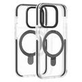 iPhone 15 Pro Max Magnetisk Kickstand TPU+Acrylic Hybrid Case Transparent Cover Kompatibelt med MagSafe - Sort