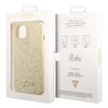 Guess Glitter Flakes Metal Logo iPhone 14 Plus Hybrid Cover - Guld