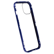 iPhone 15 Magnetisk Cover med Privatlivssikret Hærdet Glas - Blå