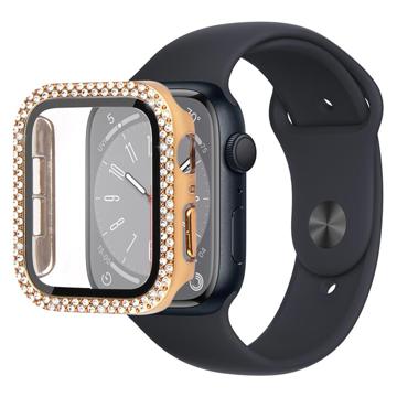 Rhinestone Dekorativt Apple Watch Series 9/8/7 Cover med Skærmbeskyttelse - 45mm - Guld