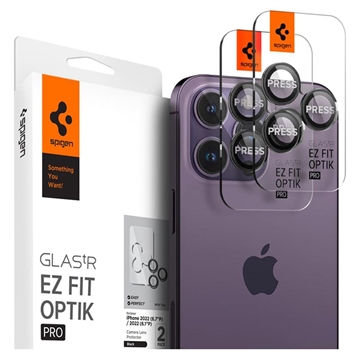 Spigen Glas.tR Ez Fit Optik Pro iPhone 14 Pro/14 Pro Max/15 Pro/15 Pro Max Kamera Linse Hærdet Glas - Sort