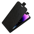 iPhone 15 Pro Vertikal Flip Taske med Kortholder - Sort