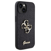 iPhone 15 Guess Fixed Glitter 4G Metal Logo Cover - Sort