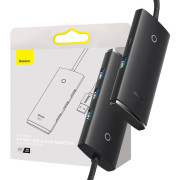 4-i-1 Baseus Lite Series USB til 4x USB 3.0 hub WKQX030201 - 2m - sort