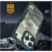 iPhone 15 Pro Max Anti-Shock Hybrid Cover - Camouflage - Grøn