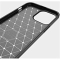iPhone 13 Børstet TPU Cover - Karbonfiber - Sort