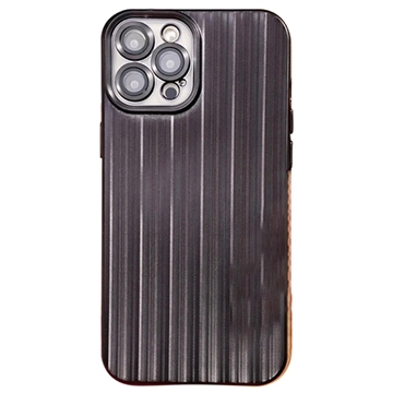 iPhone 12 Pro Børstet TPU Cover med Kamera Beskyttelse - Sort