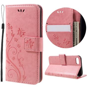 iPhone 7/8/SE (2020)/SE (2022) Butterfly Series Flip Cover med Pung - Pink