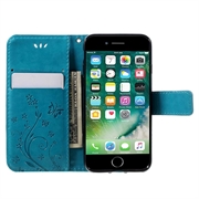 iPhone 7/8/SE (2020)/SE (2022) Butterfly Series Flip Cover med Pung - Blå