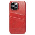 Fierre Shann iPhone 14 Pro Dækket Cover med Kortholder - Rød