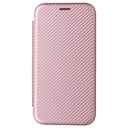 iPhone 15 Flip Cover - Karbonfiber - Rødguld