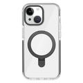 iPhone 15 Kompatibel med MagSafe TPU+Acrylic Hybrid Case Stødsikker, klar telefonbagside med kickstand - Sort