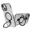 iPhone 15 Kompatibel med MagSafe TPU+Acrylic Hybrid Case Stødsikker, klar telefonbagside med kickstand - Sort
