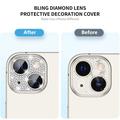 iPhone 15/15 Plus Hat Prince Glitter Kamera Linse Beskytter - Sølv