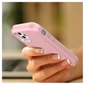 iPhone 12/12 Pro Hybrid Cover med Spejl og Kortholder - Pink