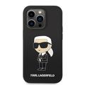iPhone 15 Pro Karl Lagerfeld Ikonik Silikone Cover - Sort