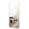 Karl Lagerfeld Liquid Glitter Karl & Choupette iPhone 13 Pro Max Cover (Open Box - God stand) - Guld
