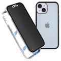 iPhone 15 Plus Magnetisk Cover med Privatlivssikret Hærdet Glas - Sølv