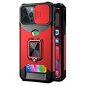 Multifunktionel 4-i-1 iPhone 13 Pro Max Hybrid Cover - Rød