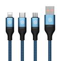 NILLKIN Swift Pro 3-i-1-kabel nylonflettet USB til Type-C / iP / Micro opladningsledning - blå