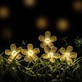Fersken Blomsterlys 50-LED 8-Mode Solcellelys, Havesti Gårddekorationslampe - Varm Hvid