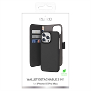 iPhone 15 Pro Max Puro 2-i-1 Magnetisk Pung Taske - Sort