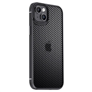 iPhone 15 iPaky Hybrid Cover - Karbonfiber - Sort