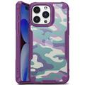 iPhone 15 Anti-Shock Hybrid Cover - Camouflage - Lilla