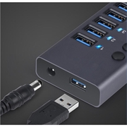 10-ports USB 3.0 Hub med individuelle strømafbrydere - Grå