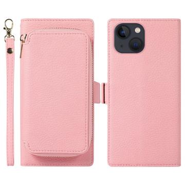 iPhone 14 Plus 2-i-1 Magnetisk Pung Taske med Lynlås - Pink