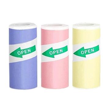 3 ruller selvklæbende termoprintpapir til printere - 57x25mm - Blå / Pink / Gul