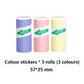 3 ruller selvklæbende termoprintpapir til printere - 57x25mm - Blå / Pink / Gul