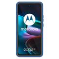 360 Beskyttelse Series Motorola Edge 30 Cover - Mørkeblå / Gennemsigtig