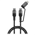4smarts ComboCord CL USB-C / USB-C og Lightning Kabel - 1.5m - Sort