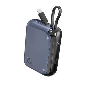 4smarts Pocket 10000mAh Power Bank m. USB-C kabel - 30W - Stålblå