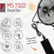 Mesko MS 7322 Ventilator - Skrivebord - 15cm USB