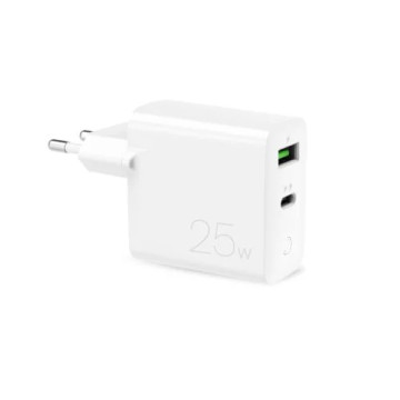 Puro PD hurtig vægoplader - 25W, USB-A, USB-C - hvid