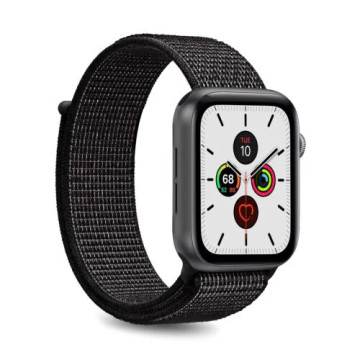 Apple Watch Ultra 2/Ultra/9/8/SE (2022)/7/SE/6/5/4/3/2/1 Puro Nylon Sport Strap - 49mm/45mm/44mm/42mm - Sort