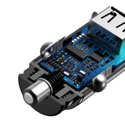 Baseus cirkulær 2xUSB QC3.0 5A 30W biloplader CCALL-YD01 - sort