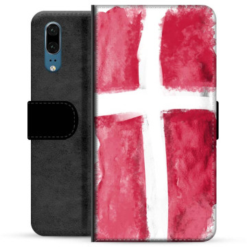 Huawei P20 Premium Flip Cover med Pung - Dansk Flag