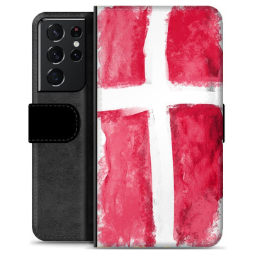 Samsung Galaxy S21 Ultra 5G Premium Flip Cover med Pung - Dansk Flag