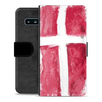 Samsung Galaxy S10+ Premium Flip Cover med Pung - Dansk Flag