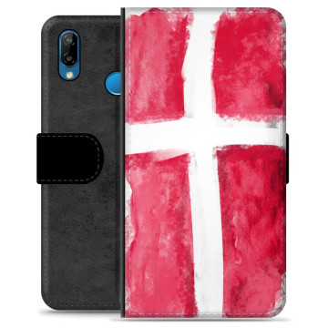 Huawei P20 Lite Premium Flip Cover med Pung - Dansk Flag