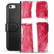 iPhone 5/5S/SE Premium Flip Cover med Pung - Dansk Flag