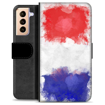 Samsung Galaxy S21+ 5G Premium Flip Cover med Pung - Fransk Flag