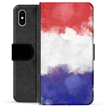 iPhone X / iPhone XS Premium Flip Cover med Pung - Fransk Flag