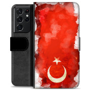 Samsung Galaxy S21 Ultra 5G Premium Flip Cover med Pung - Tyrkisk Flag